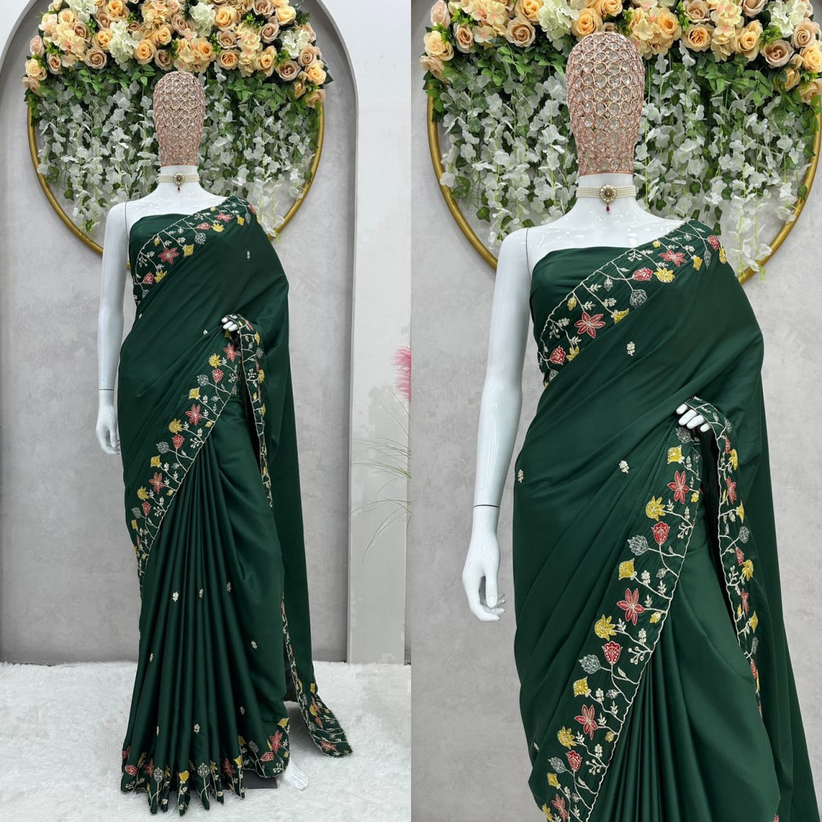 Buy Pure Green Silk Saree Online in India @ best price - Joshindia