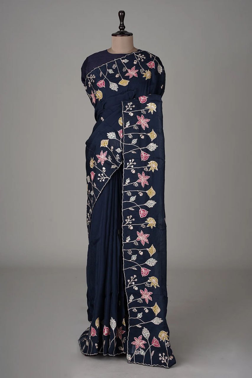 Buy Pure Blue Silk Saree Online in India @ best price - Joshindia