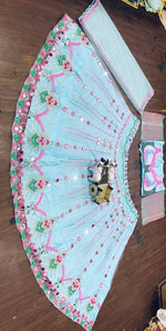 Sky Blue Butterfly Net Lehenga Choli with Real Mirror