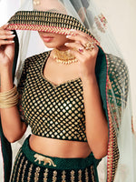 Buy Emerald Green Velvet Designer Wedding Lehenga Choli