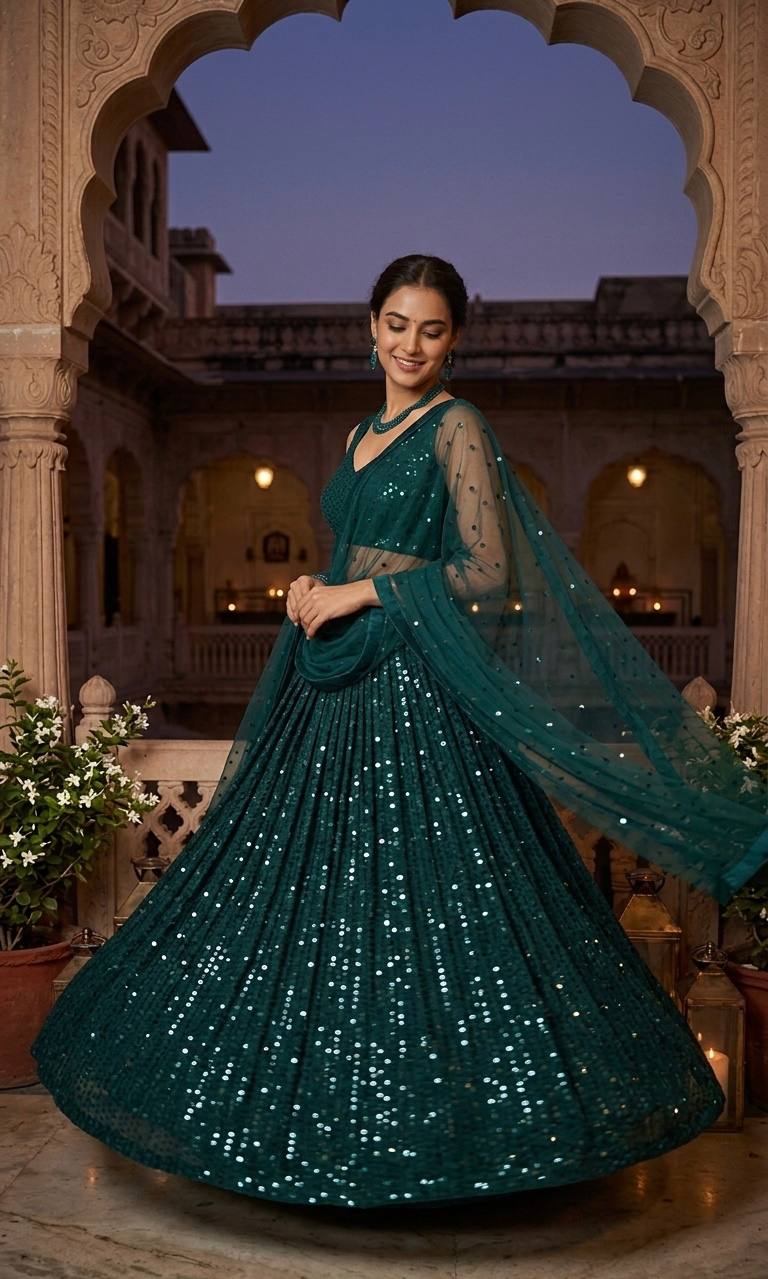 Stunning Green Color Designer Lehenga Choli