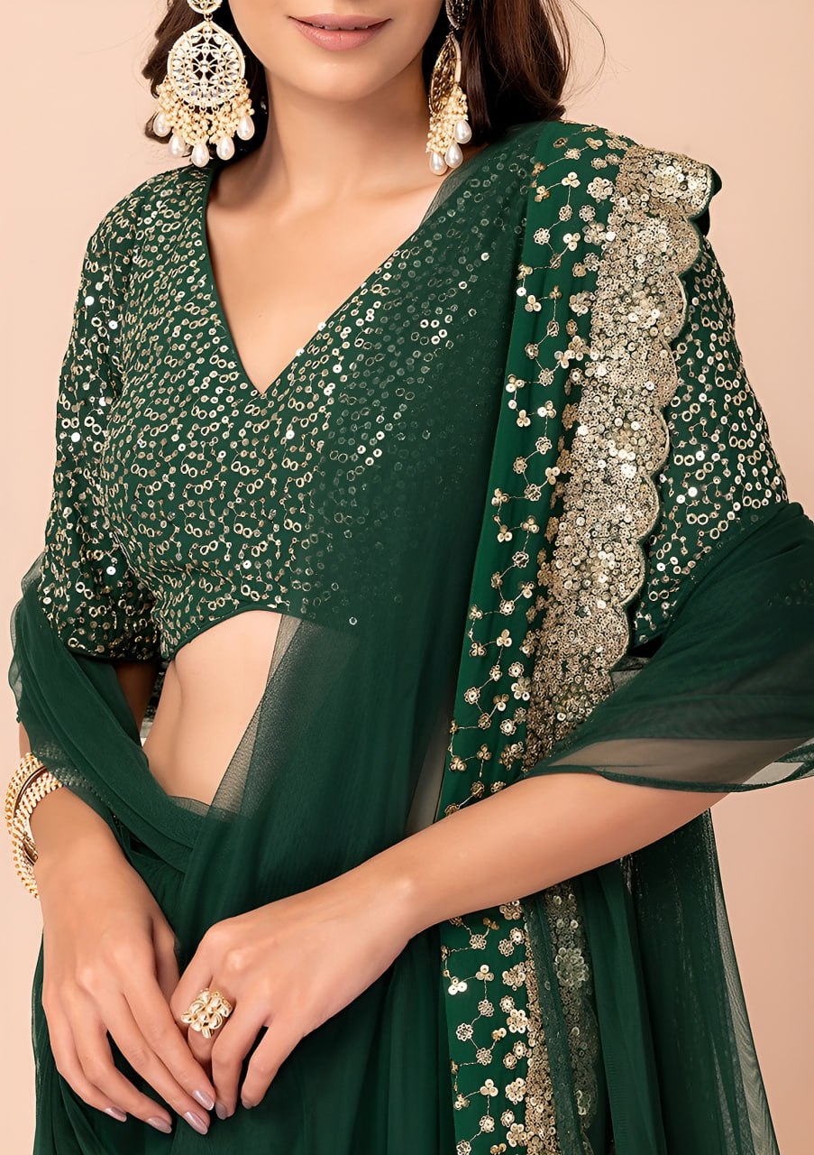 Buy Georgette Lehenga Choli with Zari & Sequins Work Online
