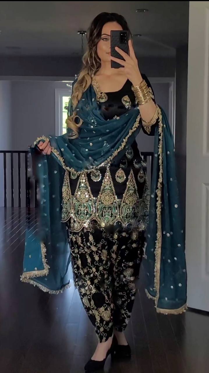 Black Mirror Work Salwar Suits - Joshindia