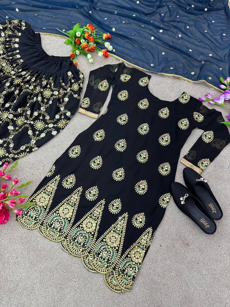 Black Mirror Work Salwar Suits - Joshindia