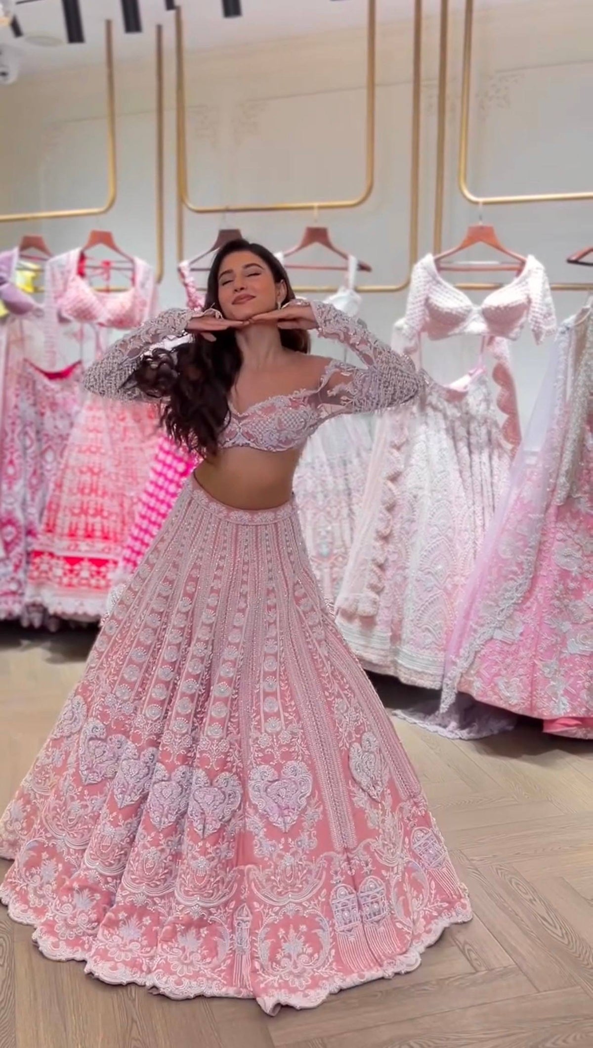 Elegant baby pink Color embroidery lehenga choli