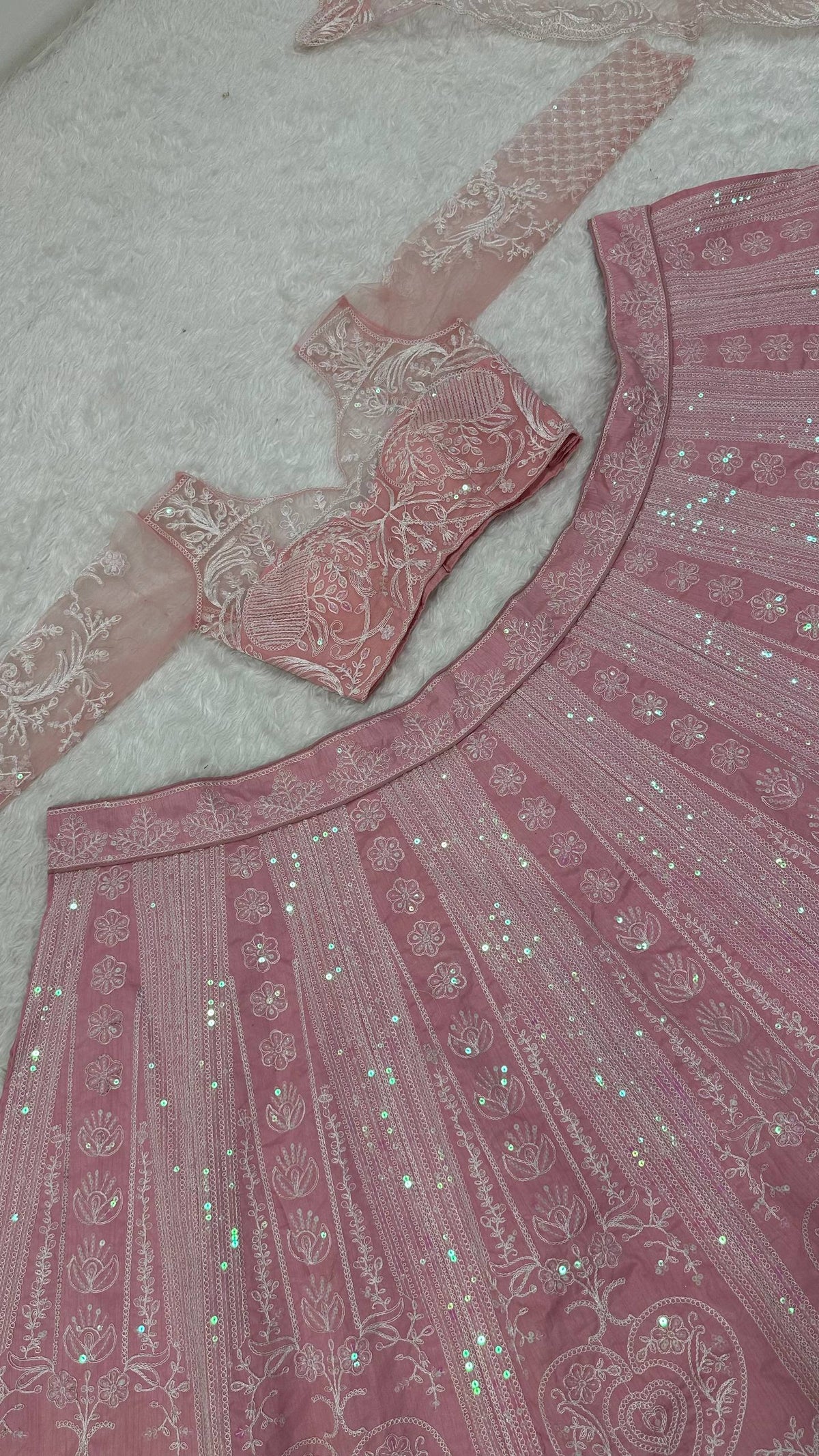 Elegant baby pink Color embroidery lehenga choli