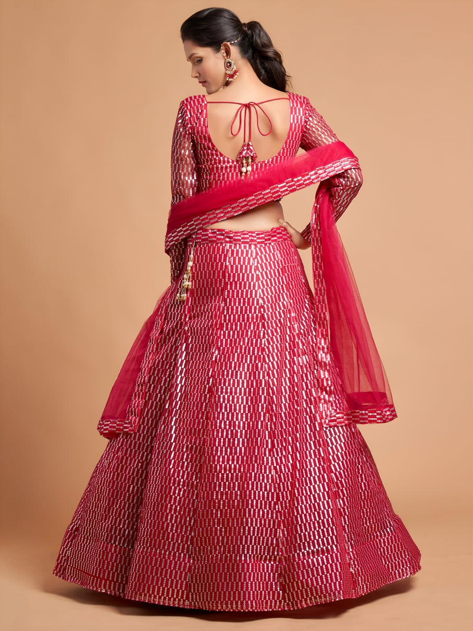 Elegant Hot Pink Sequin Designer Lehenga Choli