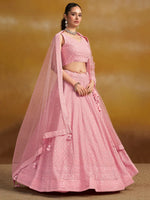 Pink Sequins Georgette Festival Wear Lehenga Choli