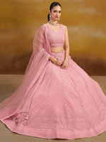 Pink Sequins Georgette Festival Wear Lehenga Choli