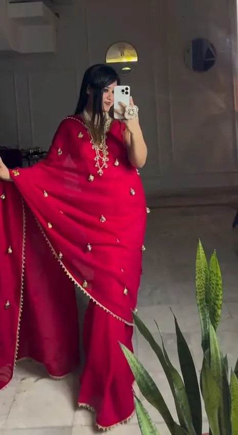 DesignerSoft Fendy Shiny Silk Saree with Blouse