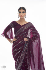 Beautiful Wine color bollywood sequin saree - Joshindia