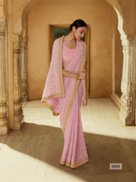 Amazing Pink color Designer Georgette saree with blouse - Joshindia
