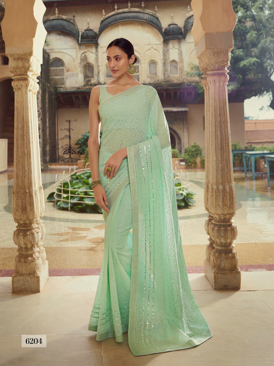 Amazing Green color soft silk saree with blouse