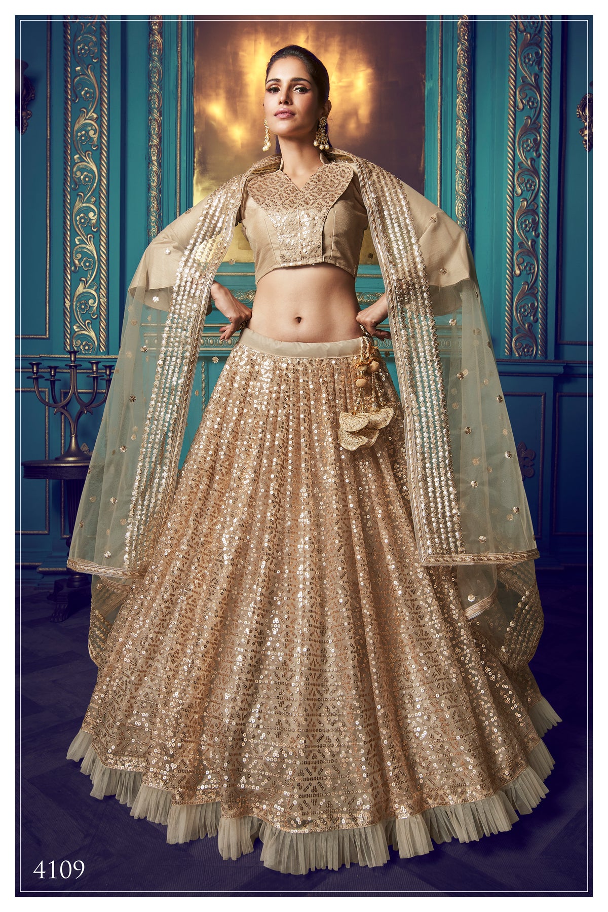 Dusky beige color beautiful designer lehanga choli buy now - Joshindia