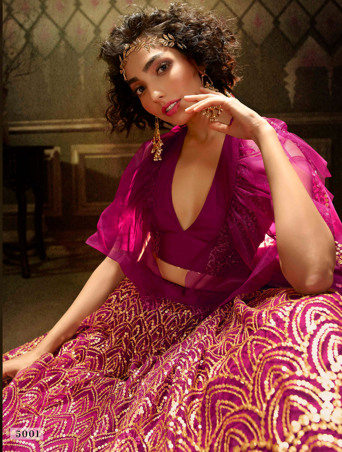 Wine color heavy designer lehenga for wedding - Joshindia