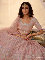 New designer mirror work lehenga choli buy now in peach color - Joshindia