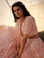 Trendingpeach color designer mirror work lehenga choli buy now - Joshindia