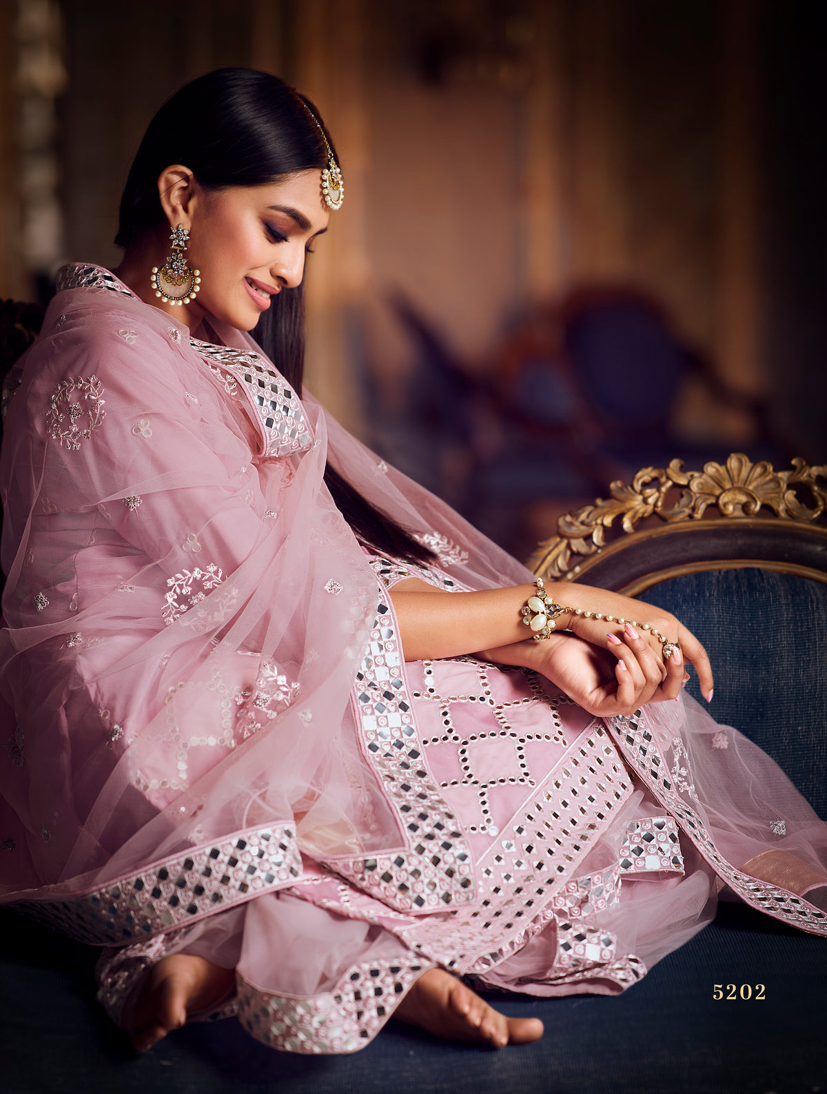 Trending baby pink color mirror work salwar suit for royal look - Joshindia