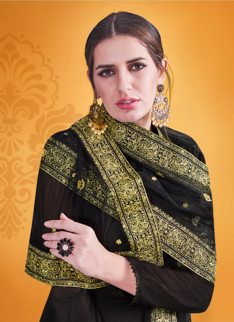 Black Color Georgette Designer Kurta Set - Joshindia