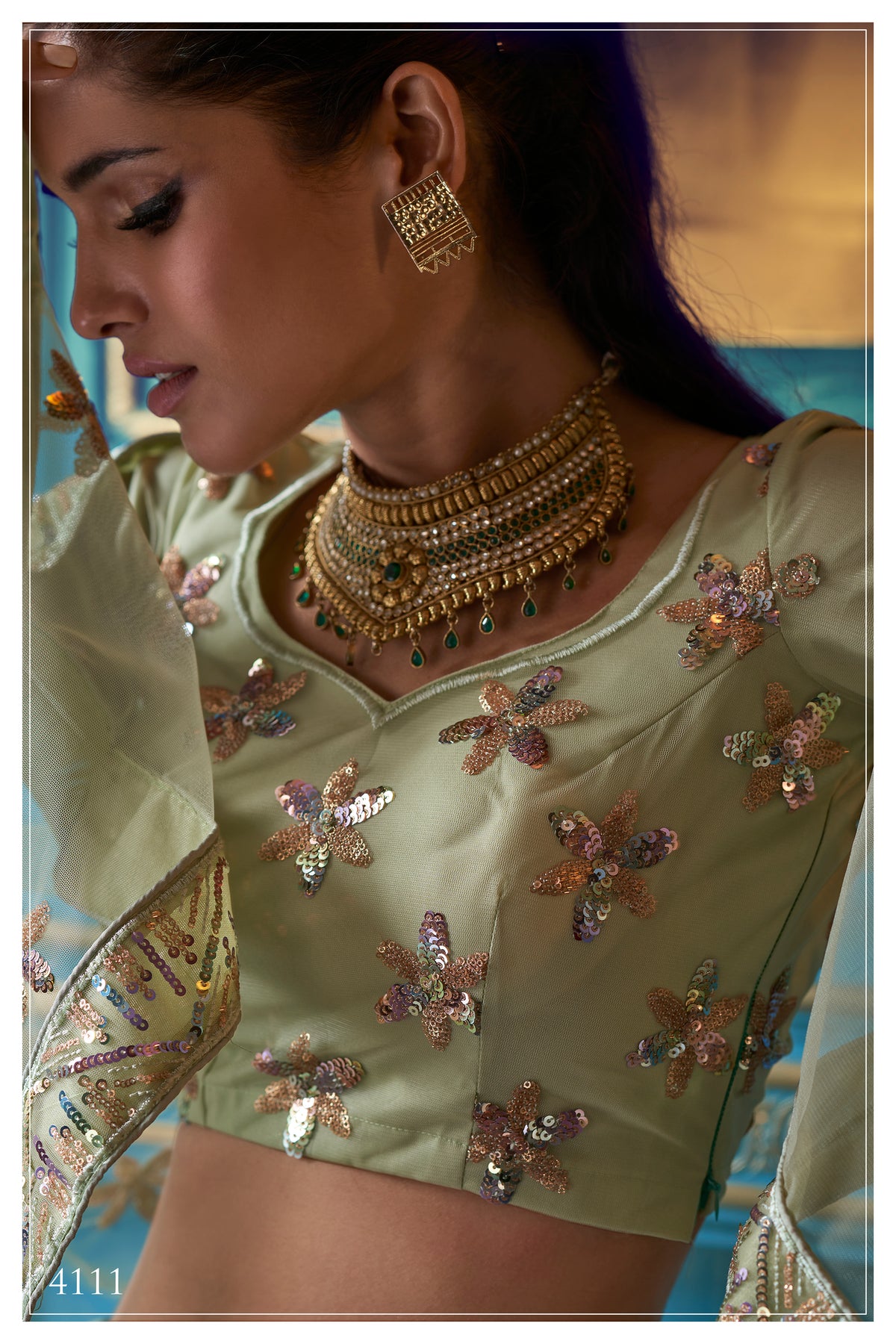 Beautiful pista green designer lehenga Choli for Classy looks buy It now - Joshindia