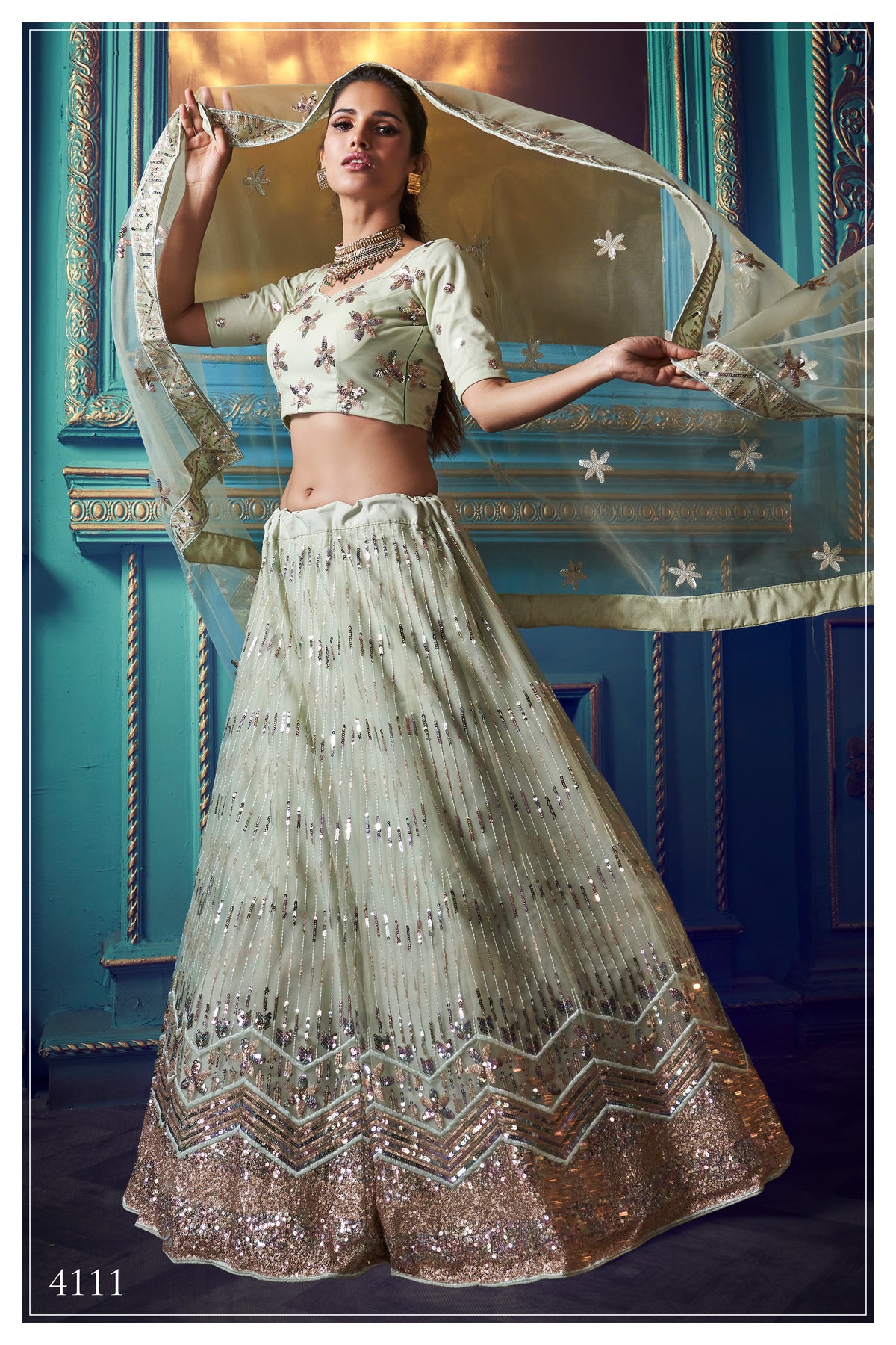 Beautiful pista green designer lehenga Choli for Classy looks buy It now - Joshindia