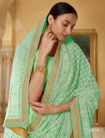 Amazing Pear Green color Designer saree - Joshindia