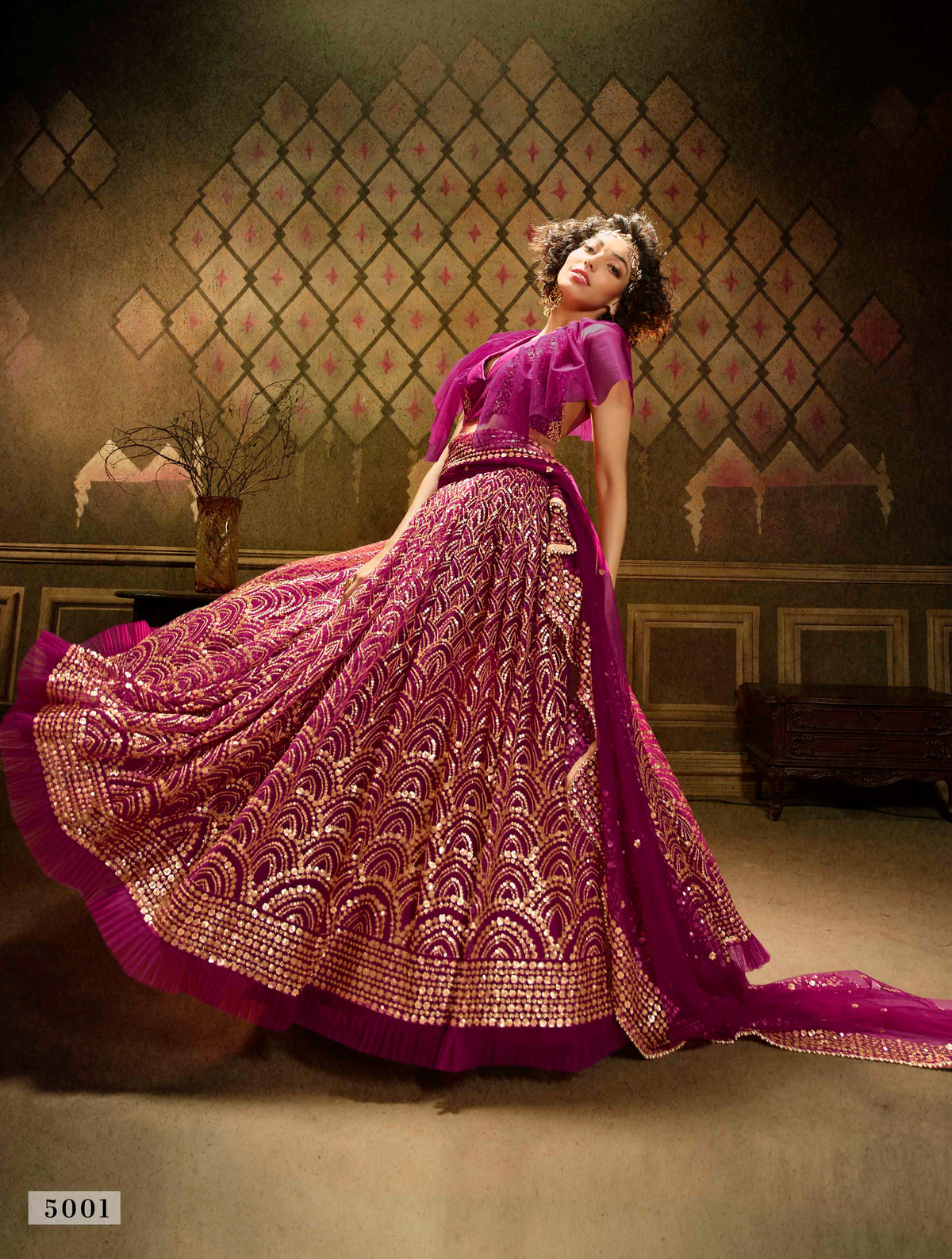 Wine color heavy designer lehenga for wedding - Joshindia