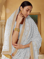Traditional look Grey color silk saree - Joshindia