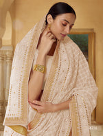 beautifulBeige color silk saree with blouse - Joshindia