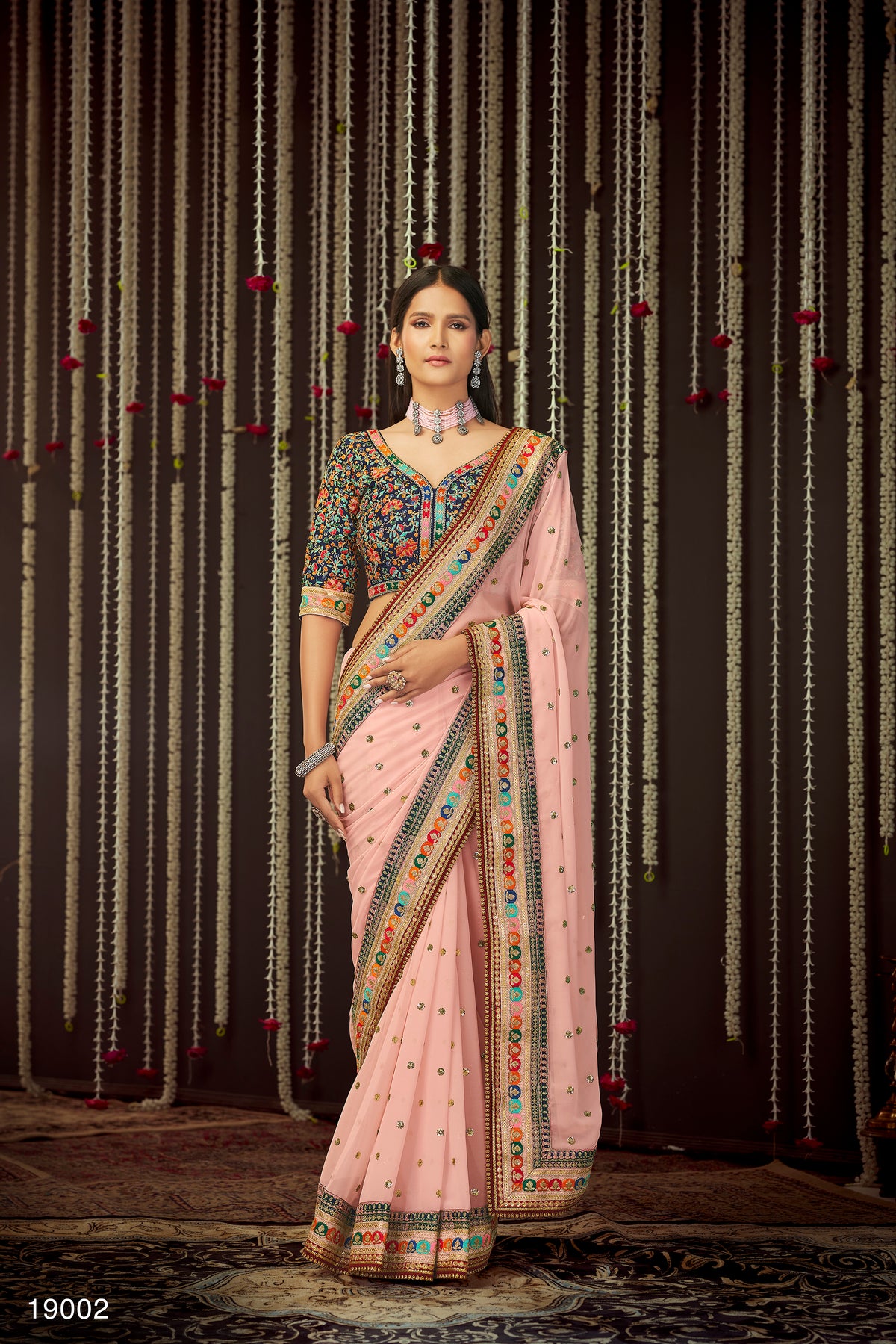 Buy trending designer Baby Pink sequins saree at best price online - Joshindia