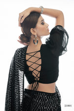 Beautiful Black color bollywood sequin saree - Joshindia