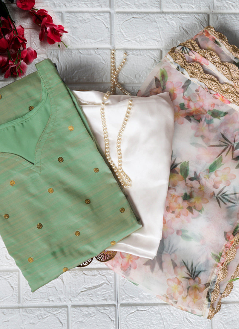 Olive Green Georgette Designer Kurta Set - Joshindia