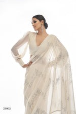 Beautiful White color bollywood sequin saree - Joshindia