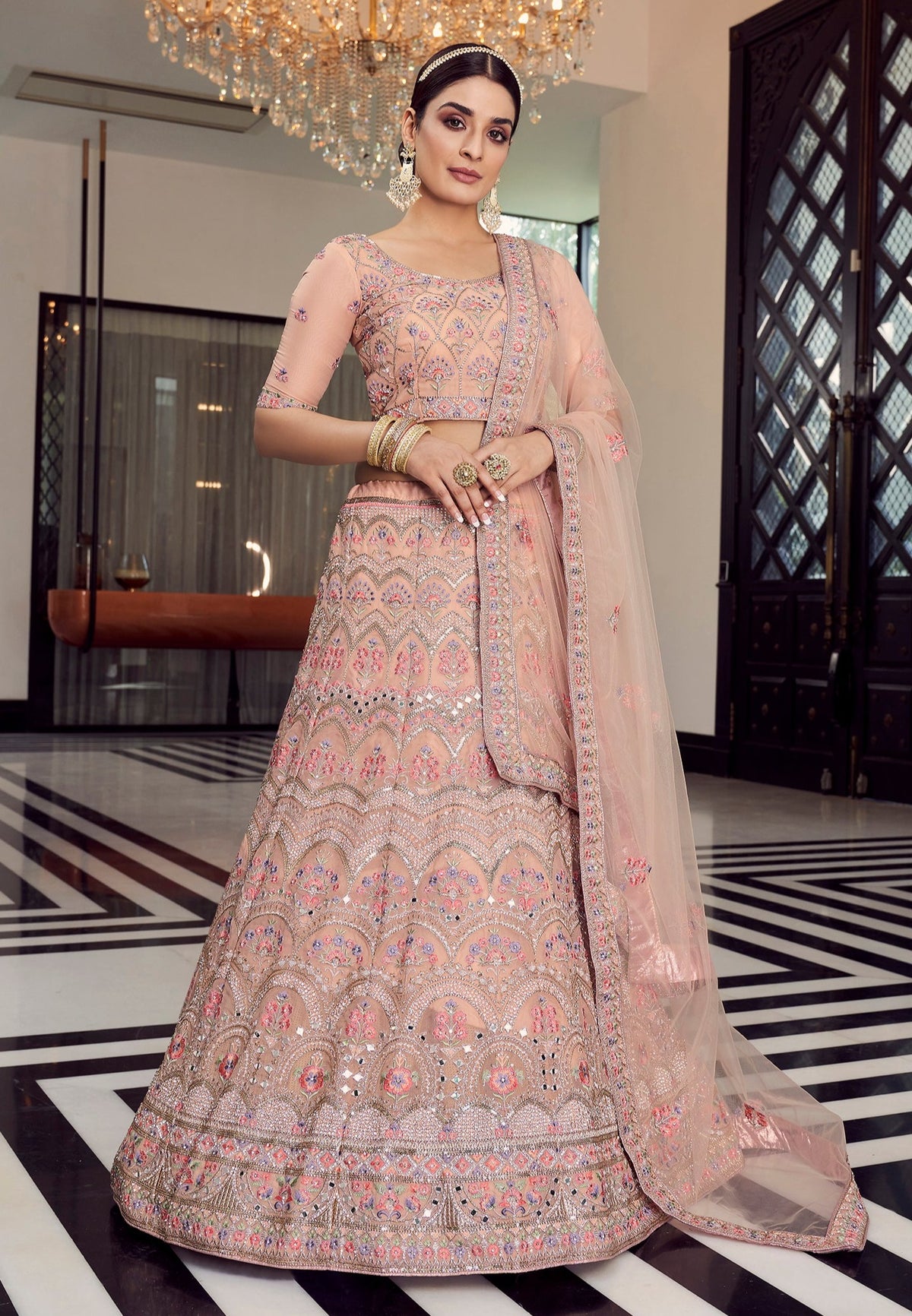 buy peach color designer lehenga choli - Joshindia