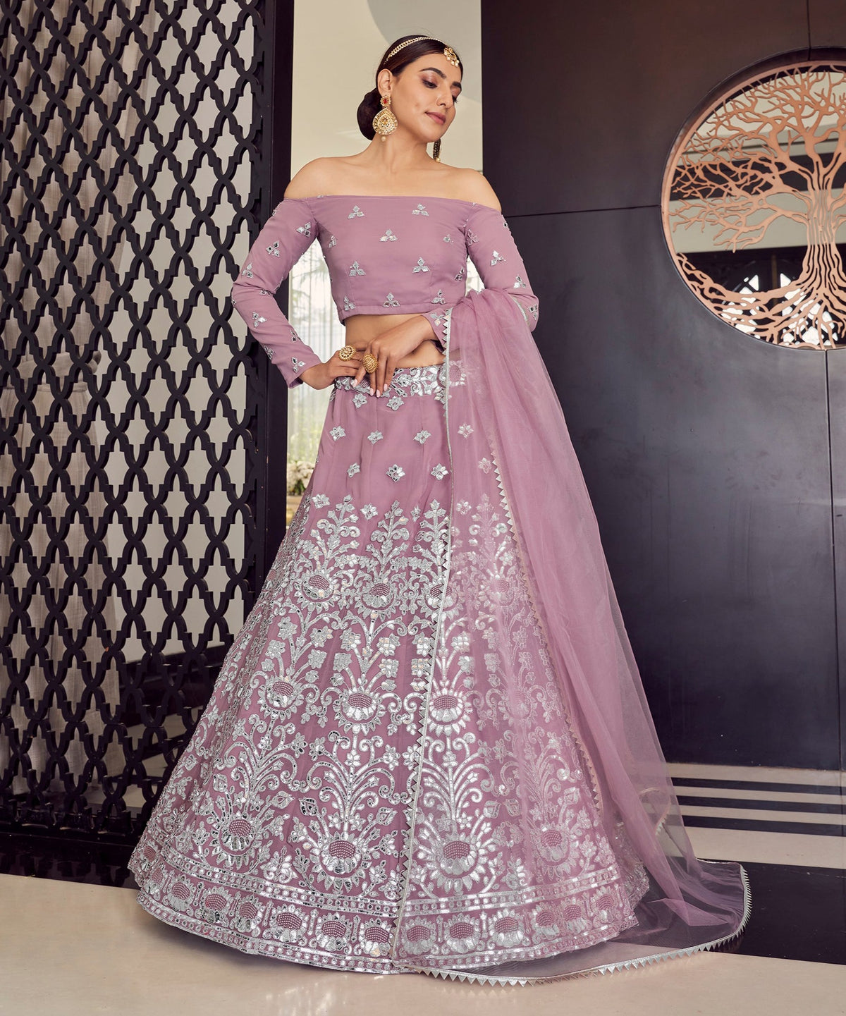 buy Mauve color heavy designer lehenga cholile - Joshindia