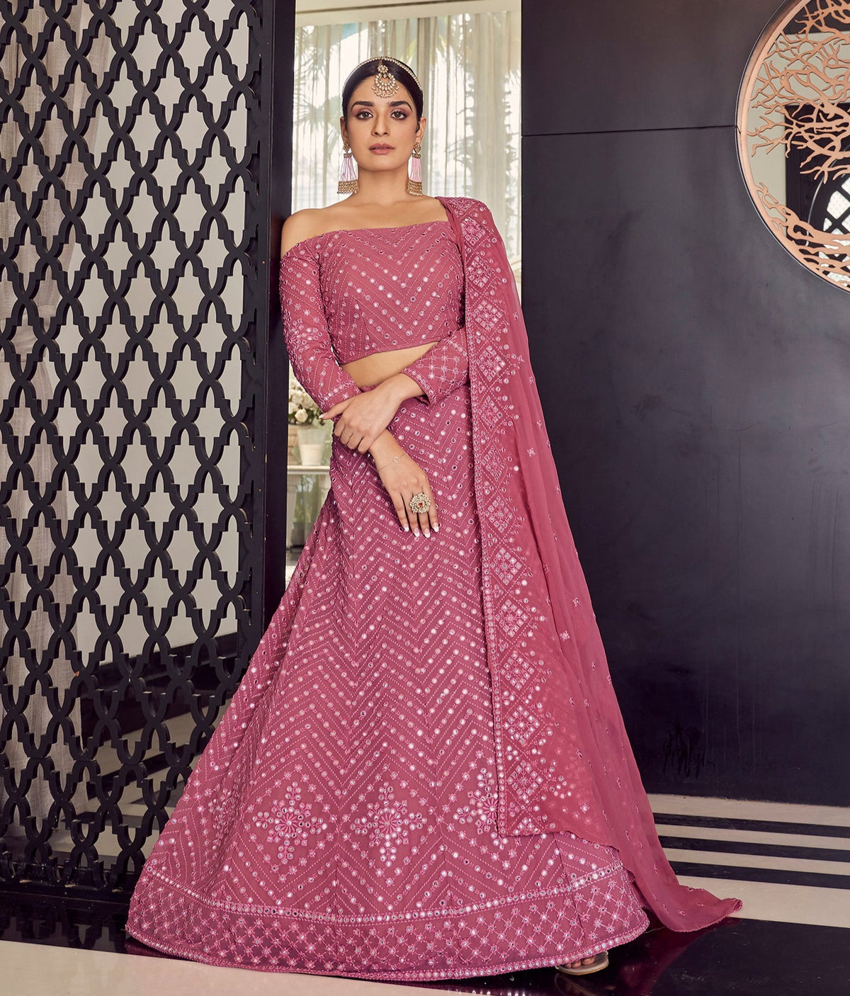 Buy Latest Designer RosePink Lehenga Choli Online india - Joshindia