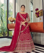 coral red color heavy designer lehenga choli - Joshindia