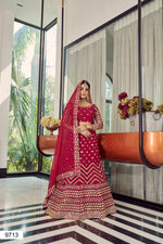 coral red color heavy designer lehenga choli - Joshindia