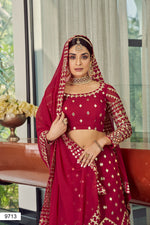 coral red color heavy designer lehenga choli - Joshindia