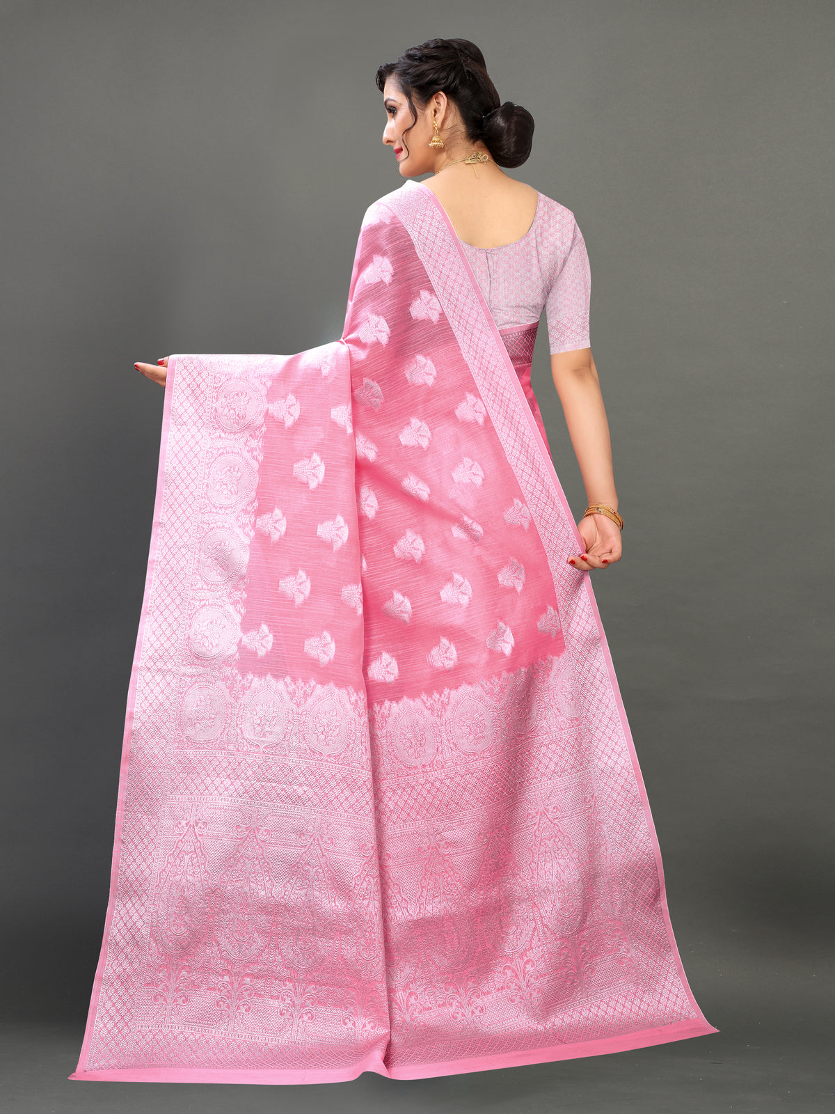 Pink color banarasi silk saree - Joshindia