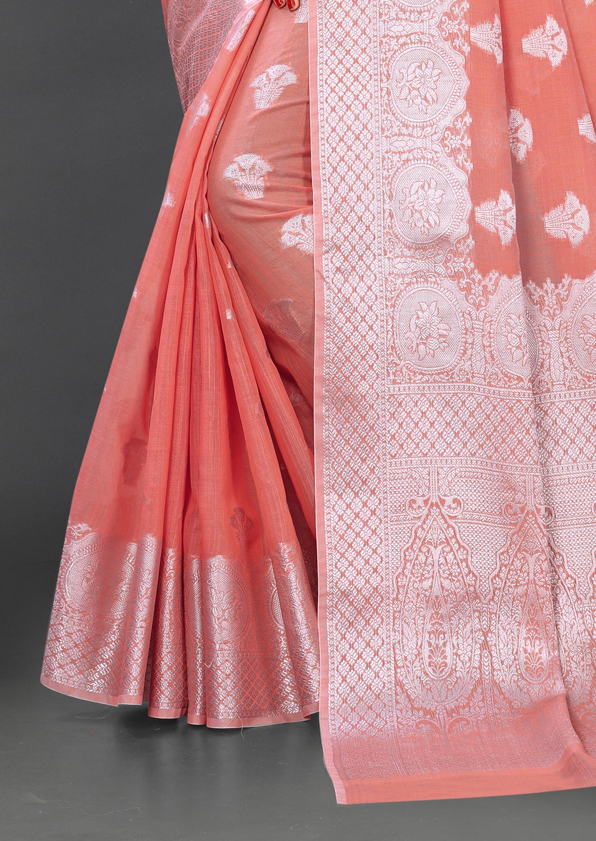 Light Orange color banarasi silk saree - Joshindia