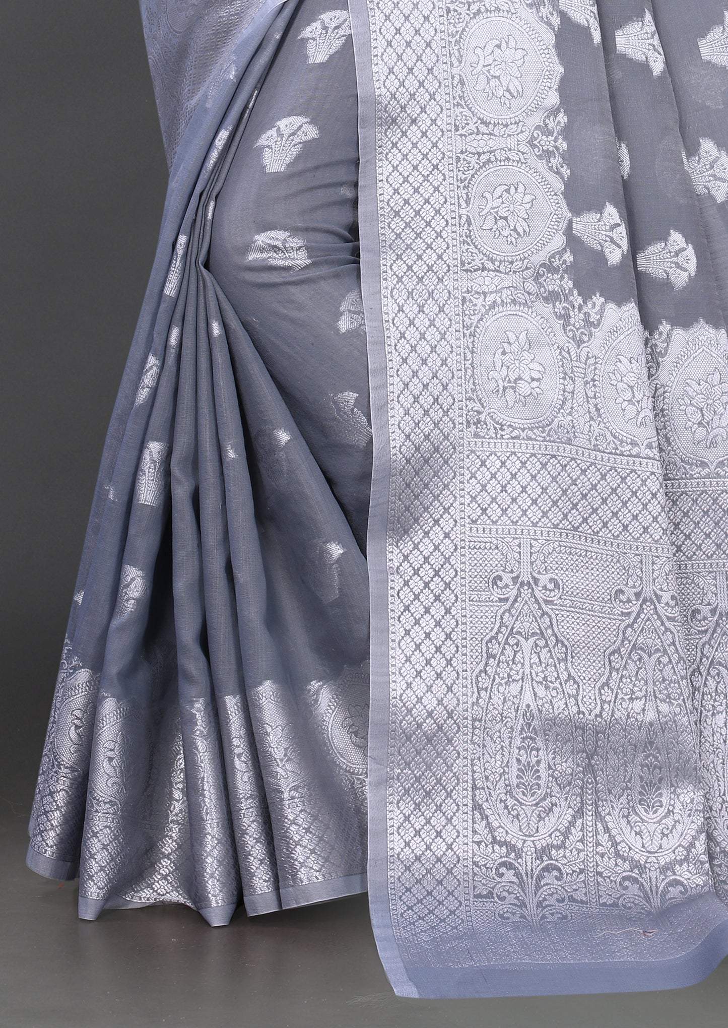 Grey color banarasi silk saree