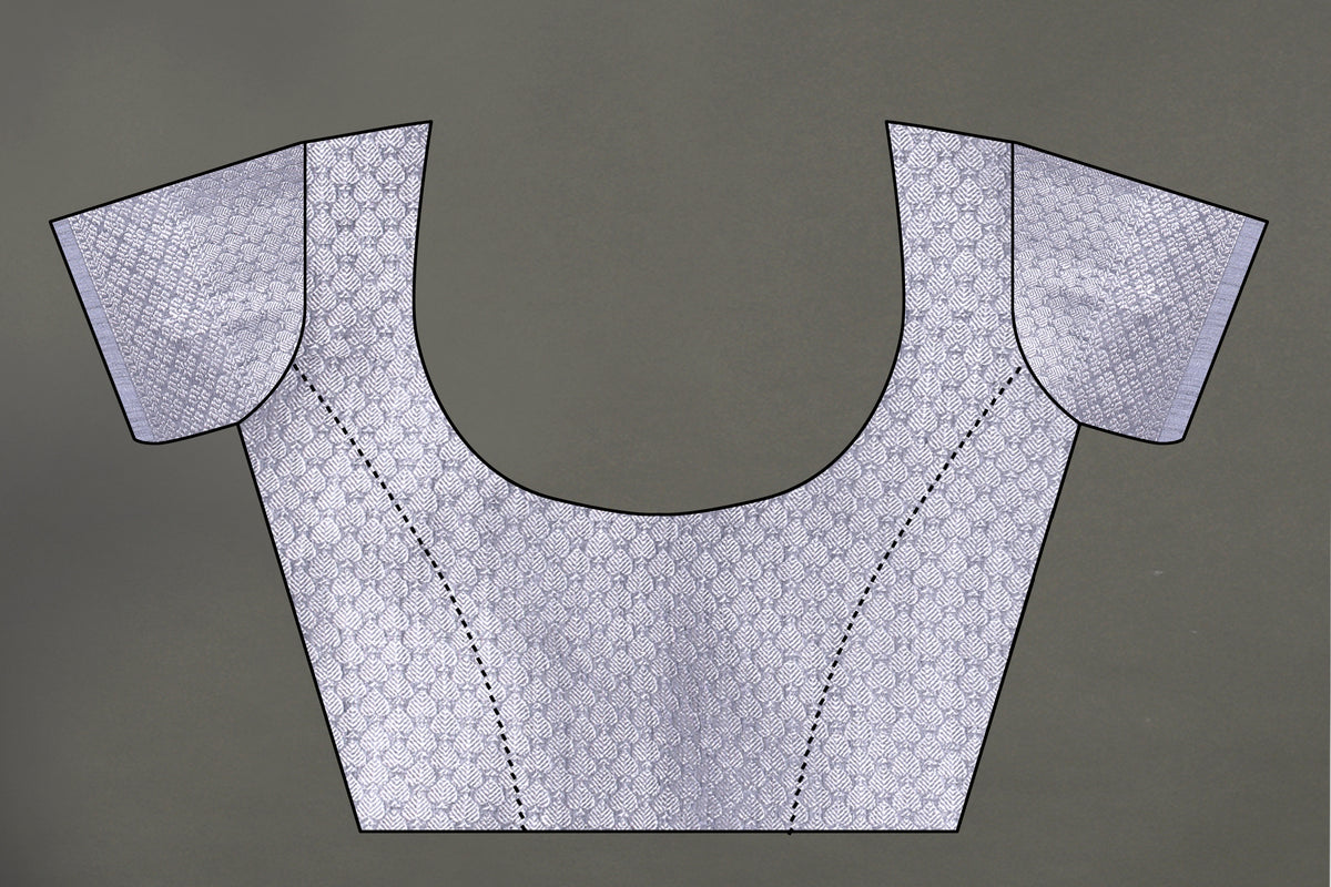 Grey color banarasi silk saree - Joshindia