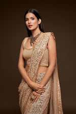 Golden designer sequin saree for wedding and reception - Joshindia