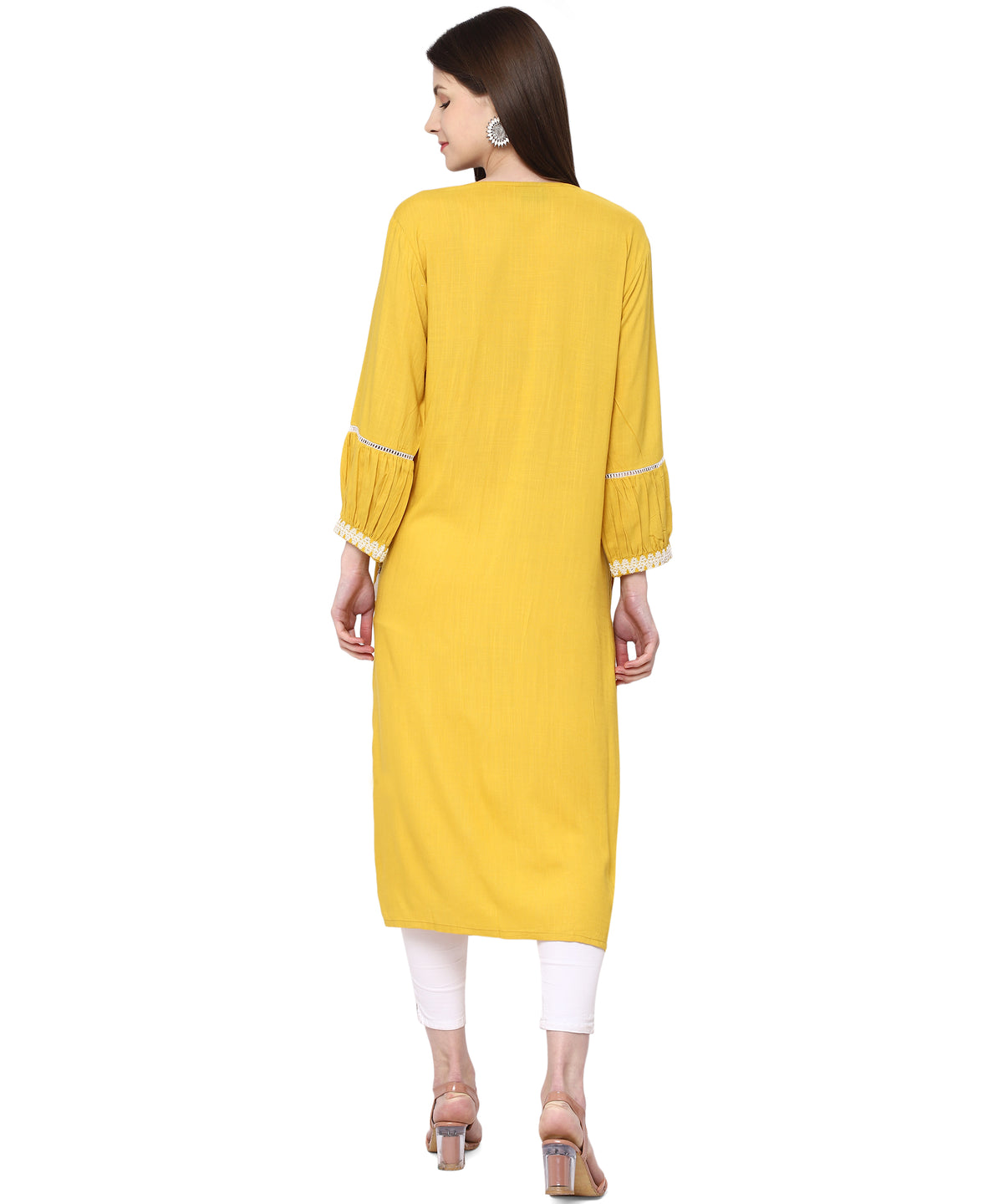 Amazing yellow color Lucknowi style kurta set buy now - Joshindia