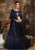 blue color designer embroidary sequence work lehenga choli - Joshindia