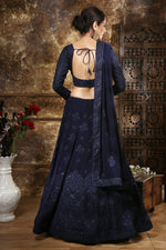 blue color designer embroidary sequence work lehenga choli - Joshindia