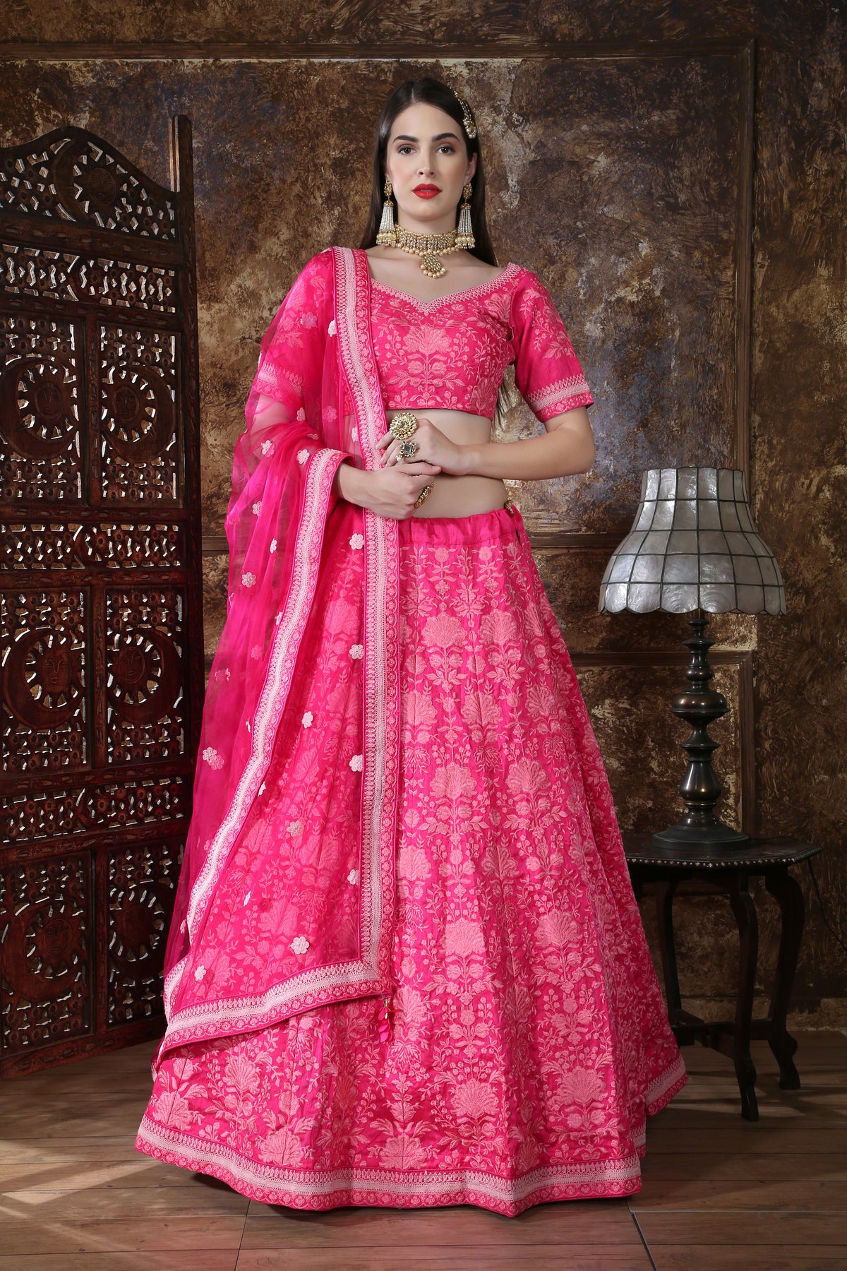 pink color heavy designer lehenga choli for wedding - Joshindia