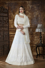 White color designer embroidary sequence work lehenga choli - Joshindia