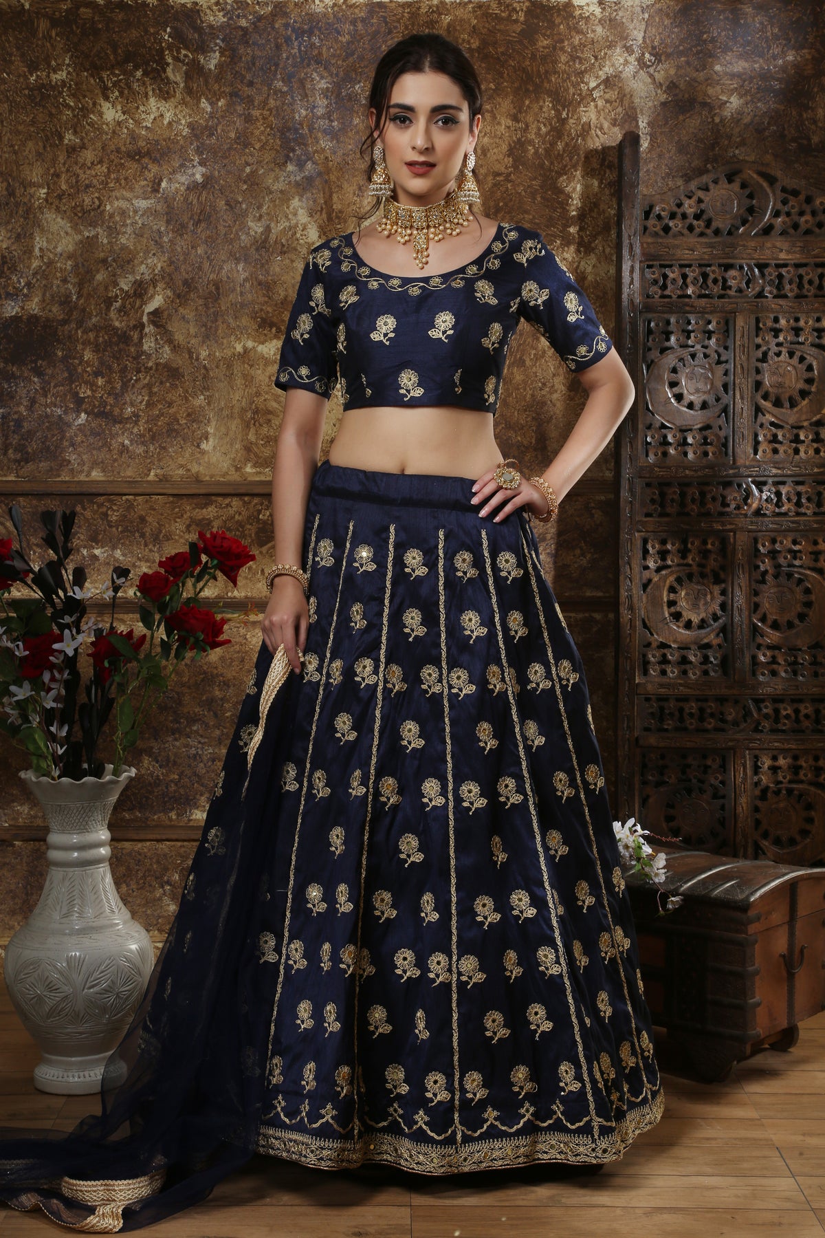 Navy blue color Lehenga Choli Designs buy online - Joshindia